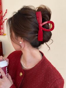 กิ๊บติดผมลายฉลามสีแดงปีใหม่ ทรงเรียบง่าย สไตล์เกาหลี สำหรับผู้หญิง กิ๊บติดผมแบบหนีบผมสุดเก๋ สไตล์ไฮเอนด์