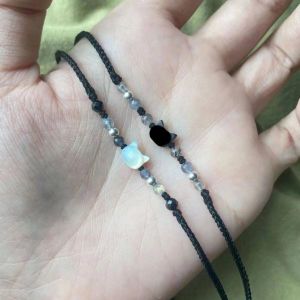 Black Cat White Cat Shell Bracelet Woven Simple Match All Year round Couple Bracelets Fashionable Jewelry Accessories
