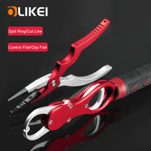 OLIKEI Multifunctional Aluminum Alloy Fishing Pliers Fishing Grip with Scale Weighing Lure Plier Tie Hook Split Ring Cut Line Fishing Accessories