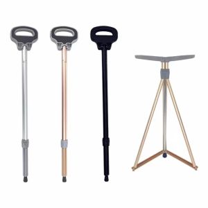 Experience Safety and Convenience: Multi-functional Anti-slip Aluminum Alloy Cane/Stool for Adult Walking Hiking and Mountaineering