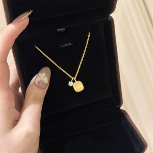 Ultra-Fairy 24K Gold Matte Sugar Cube Pearl Necklace Pendant Luxury Niche High-End Sweater Chain Accessory Clavicle Chain