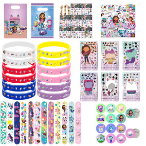 Gabby ตุ๊กตาแมว Party Favors ของขวัญวันเกิด Tinplate Badge Tattoo สติกเกอร์ถุงน่องฟิลเลอร์ Gabby Party Supplies
