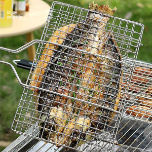 YESPERY Fish Grilling Mesh Tongs Outdoor BBQ Mesh Grill Clip Non Stick Mesh Mat Picnic Party Barbecue Tool