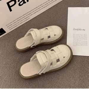 IELGY Two-wear Cut-out Toe Sandals Womens Platform Roman Semi-slippers Summer