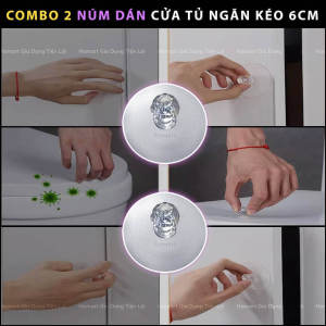 COMBO 2 Miếng Dán Núm Tủ Ngăn Kéo Acrylic Móc Tay Kéo Cửa Sổ Tủ Lạnh Siêu Dính Không Khoan Tiện Lợi