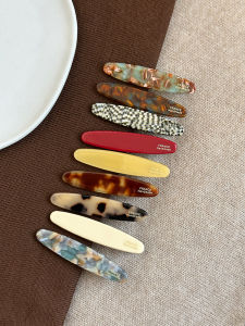 Retro Side Clip Hairpin Oval Duckbill Clip Watermark Smudge One-Character Bun Hairpin Japanese and Korean Style