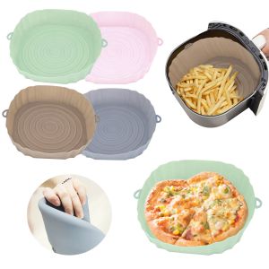 HIFUAR Air Fryer Silicone Mat for Reusable Non-stick Air Fryer Baking Tray Liners Round Basket Microwave Oven Grill Pan Accessories