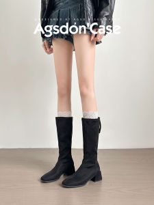 Agsdon | Womens Rough Heel Long Boots For Petite Touring High Heel Summer