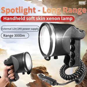 12V/24V HID Xenon Lamp flash light waterproof Handheld Searchlight Strong Light Long Range Flashlight spotlight 35W-220W External Battery Lamp Car Soft Skin emergency lights heavy duty flashlights super light torchlight powerful 1000000lm japan work light