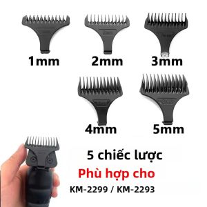Bộ Lược Bảo Vệ Đa Năng Màu Đen Kemei Dành Cho Máy Cắt Tóc KM-2293 KM-2299 Phụ Kiện Hướng Dẫn Cắt Tóc 1-5mm Dụng Cụ Cho Thợ Cắt Tóc
