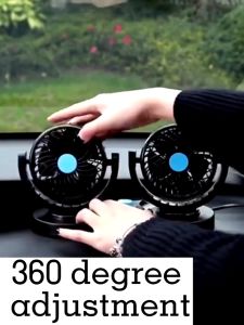 12/24V Upgraded 3 head fan Vehicle Fan 360° Rotatable Fan electric Portable Auto Cooling Fan for vehicle Air Circulator 3 Speeds Strong Wind Air Circulation Fan for Car Dashboard Electric Fan for Truck SUV Sedan Van Universal Car Headrest Back Seat Fan
