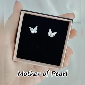 SO SEOUL Claire Mother of Pearl or Abalone Shell Butterfly Stud Earrings