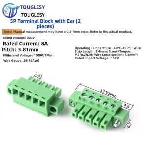 TOUGLESY | Plug-In PCB Terminal Blocks with Ears and Flange Fixing 2EDG/15EDGKM 3.81mm