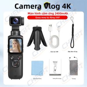 Camera Hành Động Di Động 4K Với 330 Tính Năng ° Giá Đỡ Máy Tính Để Bàn Theo Dõi Khuôn Mặt Tương Thích WiFi Dành Cho Quay Video YouTube Vlog Cấp Độ Cơ Bản
