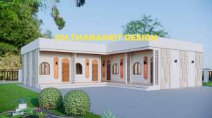 แบบบ้านพักอาศัยรวมโมเดิร์นกล่อง 1 ชั้น