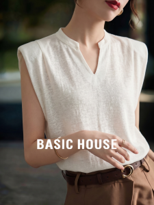 Basic House | French Design V-Neck Sleeveless Summer T-shirt
