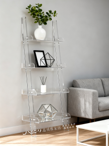 Acrylic Wall-Mounted Bookshelf Multi-Layer Display Stand Creative Floor Transparent Flower Rack Bathroom Storage Shelf Art Style