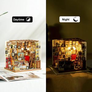 Rolife Sakura Densya 3D ไม้ DIY ชุดประกอบโมเดลนุ๊กพร้อมชั้นวางของเอนกประสงค์ไฟ LED สำหรับเป็นของขวัญผู้ใหญ่