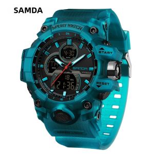 Sanda | Đồng Hồ Kỹ Thuật Số Quân Đội SANDA Dành Cho Nam Đồng Hồ Đeo Tay Thể Thao Thạch Anh LED Chống Nước 50m Có Chức Năng Bấm Giờ Và Báo Thức Kim Và Màn Hình Lớn