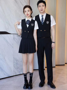 Business Casual Mens Workwear Vest Printed Table Tennis Club Front Desk Service Uniform Standard Tailoring No Ironing Required