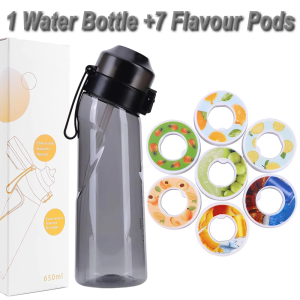 650ml Flavored Water Bottle with Flavor Pods Frosted Air Water up Bottle Camping Fishing Water Cup Set for Outdoor Activities
