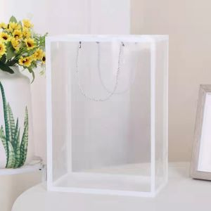 Khung Trong Suốt Túi Xách PVC Túi Quà Tặng Viền Đen Trắng Cho Bó Hoa Người Bạn Bao Bì Dành Cho Cha Mẹ Bộ 1/3/10 CÁI