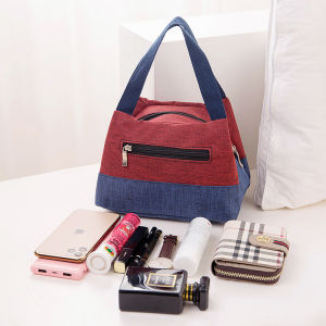 Túi vải xách tay nữ có khóa kéo đựng đồ cá nhân hộp cơm văn phòng phù hợp đi làm đi chơi tiện dụng LX282