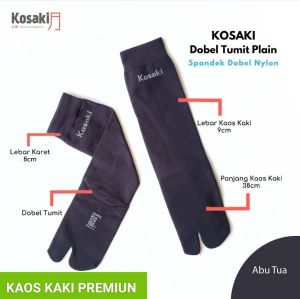 KOSAKI PLAIN L Kaos Kaki Muslimah Premium Dobel Nylon Tumit-Abu Tua