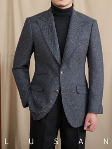Áo Khoác Blazer Nam Vintage Anh Quốc Một Dãy Nút Màu Đơn Notch Lapel Phong Cách Công Sở