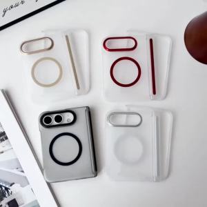 For iPhone Duo 18 Fold Business Translucent Hinge Protection for Magsafe Case for iPhone Duo 18ultra Magentic Shockproof Cover
