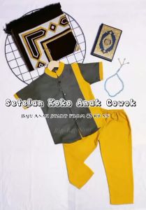 Setelan Koko anak Little Hero Usia 4-12 Tahun Lengan Pendek