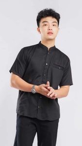 Baju Koko Pria Polos Lengan Pendek Anwarul Huda Bahan Katun