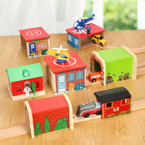 ACOOL TOY | Wooden Railway Accessories House Garage Decor