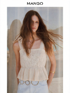 Mango | Autumn New Discount Tank Top with String and Flounce