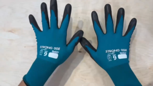 HandsON Strong 008 General Purpose Nitrile Work Gloves | Dry Wet & Mild Oily Conditions|Made in Malaysia|EN388