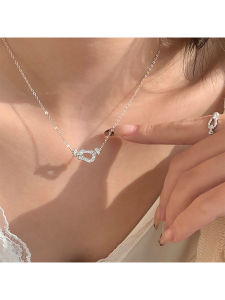 Elegant 925 Sterling Silver Flash Diamond Horse Hoof Clasp Necklace Womens Fashion Accessory  out Design Lockbone Chain