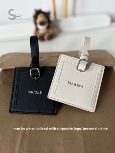 High-Quality Travel Simple Leather Luggage Tag Thickened Super Suede Suitcase Tag Logo Printable Travel Safety Anti-Theft Product
