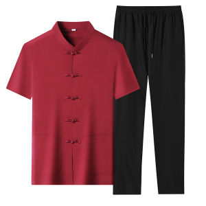 J&FO | Chinese Style Light And Breathable Collar Short Sleeve Set