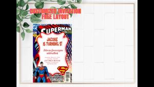 Customized Birthday Invitation Card Superman Theme - 4X6 INCHES