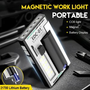 Rechargeable Emergency Lamp Super Bright LED COB Dual-Light 21700 3000mAh Portable EDC Work Light 6 Modes w/ Digital Display