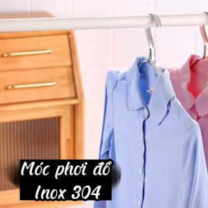 Combo 5 móc quần áo tròn bằng inox chống trượt inox - moc quan ao - treo quần áo - móc treo tủ quần áo - moc quan ao inix 42 cm