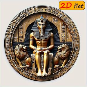 2D Vintage Metal Tin Sign Egyptian Pharaoh Lion Wall Art Decor Man Cave Garage Home Bar Plaque