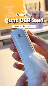 Quạt mini cầm tay Kitten Fan F1-3in1 đa năng kiêm sạc dự phòng đèn pin LED dung lượng 2000mAh - Hàng Chính Hãng (bản cao cấp)-QTechLandShop
