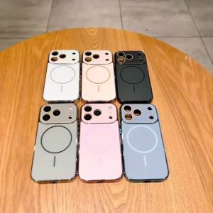 Luxury For Magsafe Case For iPhone 17 Air 16 15 14 13 12 11 Pro Max Plating Magnectic Wireless Charge Glass Len Protection Cover