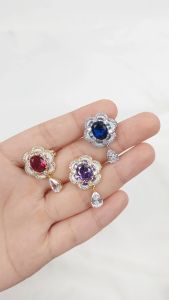 Sv Premium Classic Exclusive Flower Series Austria Scarf Brooch Pin Tudung Klasik Shawl Bawal Hijab Pin With Gift Box