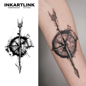 Compass temporary tattoo sticker waterproof magic tattoo lasts to 15 days fake tattoo semi permanent tattoo