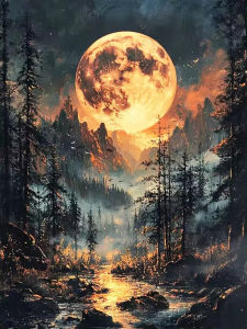 Scenic Moon Mountain Tree Landscape Jigsaw Puzzle 500/1000/1200/2000PCS Stress Relief Puzzle Wall Art Decor Gift