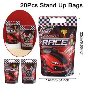 10/20 Chiếc Túi Ziplock Tự Dán In Hình Xe Đua Chất Liệu Nhựa Tái Sử Dụng Dạng Đứng Dùng Trang Trí Tiệc Sinh Nhật