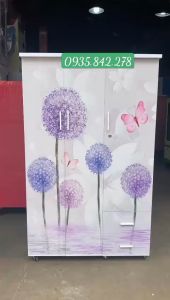 Tủ nhựa đài loan 3 cánh 1m8x1m2 in 3D hoa Bồ Công Anh Giao hàng HCM