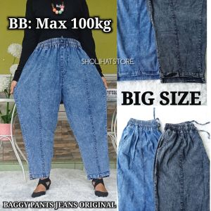BAGGY PANTS JEANS WANITA SUPER JUMBO BB 75 80 90 SAMPAI 100 KG / CELANA BAGGY PANTS JEANS WANITA BIG SIZE / BAGGY JEANS WANITA UKURAN SUPER JUMBO / CELANA PANJANG WANITA BOYFRIEND JEANS SUPER JUMBO / CELANA BOYFRIEND JEANS WANITA SIZE XXXL BB 100KG